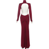 EVE Sexy Backless Solid Color Maxi Dress XEF-K25D75286