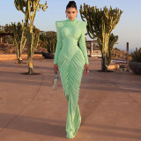 EVE Solid Color Backless Pleated Maxi Dress GSLF-K25D74925