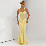 EVE Mesh Patchwork Halterneck Maxi Dress GSLF-K25D76693