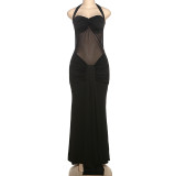 EVE Mesh Patchwork Halterneck Maxi Dress GSLF-K25D76693