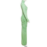 EVE Solid Color Backless Pleated Maxi Dress GSLF-K25D74925