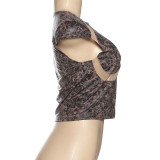 EVE Print Hollow Out Sexy Tops GSLF-K25L76022