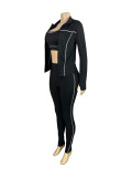 EVE Fashion Vest Long Sleeve Zipper Coat Tight Pants 3 Piece Set CH-25038