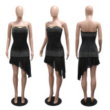 EVE Hot Drill Mesh Tube Top Mini Dress CYA-901956