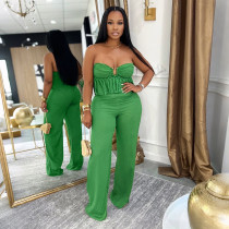 EVE Solid Color Wrap Chest Jumpsuit CYA-901979