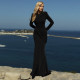 EVE Long Sleeve Solid Color Backless Maxi Dress XEF-K25D78220