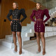 EVE Long Sleeve Solid Color Two Piece Skirts Set BY-7478