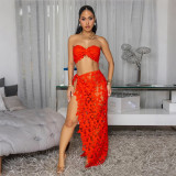 EVE Lace Wrap Chest Tops Three Piece Skirts Set CYA-901950