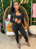 EVE Fashion Vest Long Sleeve Zipper Coat Tight Pants 3 Piece Set CH-25038