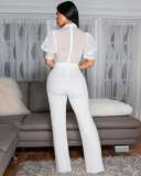 EVE Lace Patchwork Tie Up Wide Leg Jumpsuit OSM-4934