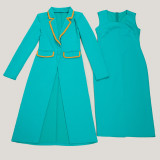 EVE Plus Size Long Blazer Vest Dress Two Piece Set NY-3718