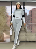 EVE Contrast Color Patchwork Sport Pants Suit SFY-776