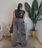 EVE Fashion Loose Ripped Frayed Jeans GYLN-8746