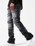 EVE Men's Zipper Washed Straight Jeans XCFF-83102