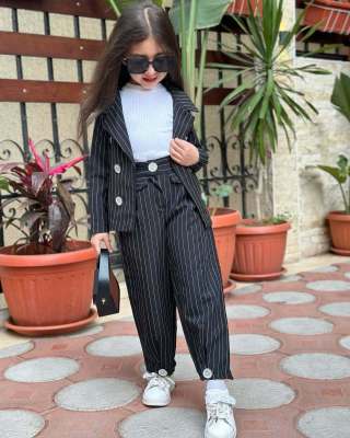 EVE Kids Girls Stripe Blazer Two Piece Pants Set GYAY-8134