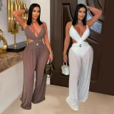 EVE V Neck Backless See Through Jumpsuit CYA-901980