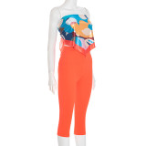 EVE Colorful Silk Scarf Knotted Solid Two Piece Pants Set MXBF-J25ST245