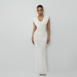 EVE Solid Color Pleated Sleeveless Maxi Dress XEF-K25D78720