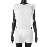 EVE Solid Color Sleeveless Bodysuit Short Suit MXBF-J25ST135