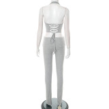 EVE Solid Color Sleeveless Vest Pants Suit MXBF-D25ST235