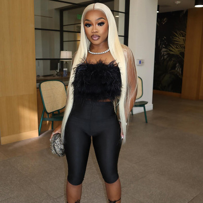 EVE Solid Color Tube Tops And Cropped Pants Suit MXBF-J25ST206