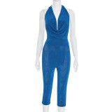 EVE Solid Color Tie Up Backless Jumpsuit MXBF-J25JP239