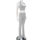 EVE Solid Color Sleeveless Vest Pants Suit MXBF-D25ST235