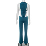 EVE Deep V Neck Sleeveless Bodysuit Pants Suit MXBF-D25ST257