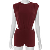 EVE Solid Color Sleeveless Bodysuit Short Suit MXBF-J25ST135