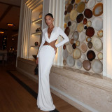 EVE V Neck Long Sleeve Maxi Dress XEF-K25D78556