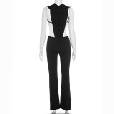 EVE Deep V Neck Sleeveless Bodysuit Pants Suit MXBF-D25ST257
