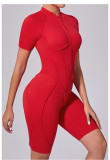 EVE Short Sleeve Zipper Sport Skinny Romper GQSA-K0113