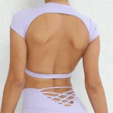 EVE Short Sleeve Backless With Bra Sports T-shirt  GQSA-8300