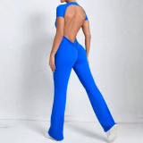 EVE Backless Short Sleeve Solid Jumpsuit GQSA-60450