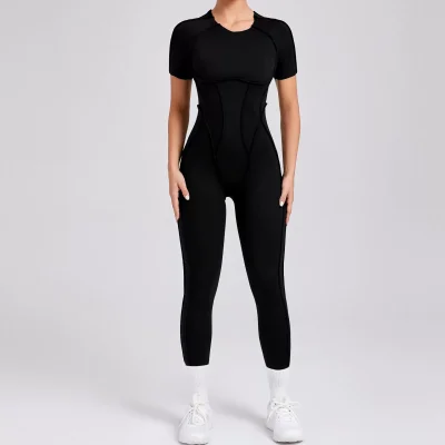 EVE Short Sleeve Solid Color Yoga Jumpsuit GQSA-88201