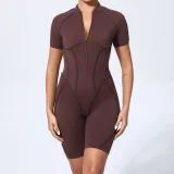 EVE Short Sleeve Zipper Sport Skinny Romper GQSA-K0113