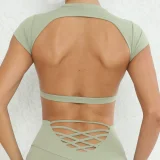 EVE Short Sleeve Backless With Bra Sports T-shirt  GQSA-8300