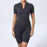EVE Short Sleeve Zipper Sport Skinny Romper GQSA-K0113