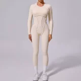 EVE Long Sleeve Solid Color Sport Jumpsuit GQSA-10122