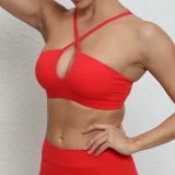 EVE Solid Color Cross Sling Sport Fitness Top GQSA-A05