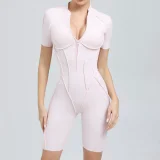 EVE Short Sleeve Zipper Sport Skinny Romper GQSA-K0113