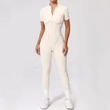 EVE Short Sleeve Zipper Yoga Sport Jumpsuit GQSA-25500