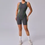 EVE Line Splicing Sleeveless Sport Romper GQSA-11501