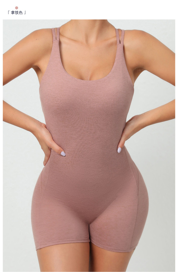 EVE Solid Color Backless Yoga Sport Romper GQSA-71013