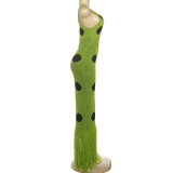 EVE Black Polka-dot Sleeveless Tassel Long Dress GSLF-W25D78177