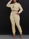 EVE Single-button Sleeve Zipper Top Sport Two-piece Pants Set FENF-6042