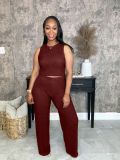 EVE Sleeveless Solid Color Two Piece Pants Set XHXF-8728