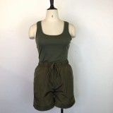 EVE Sleeveless Solid Color Two Piece Shorts Set GWDS-220508