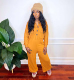 EVE Plus Size Long Sleeve Lapel Wide Leg Jumpsuit NY-3713