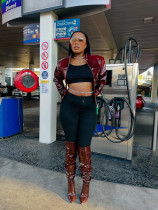 EVE Long Sleeve Leather Short Coats YMEF-57075